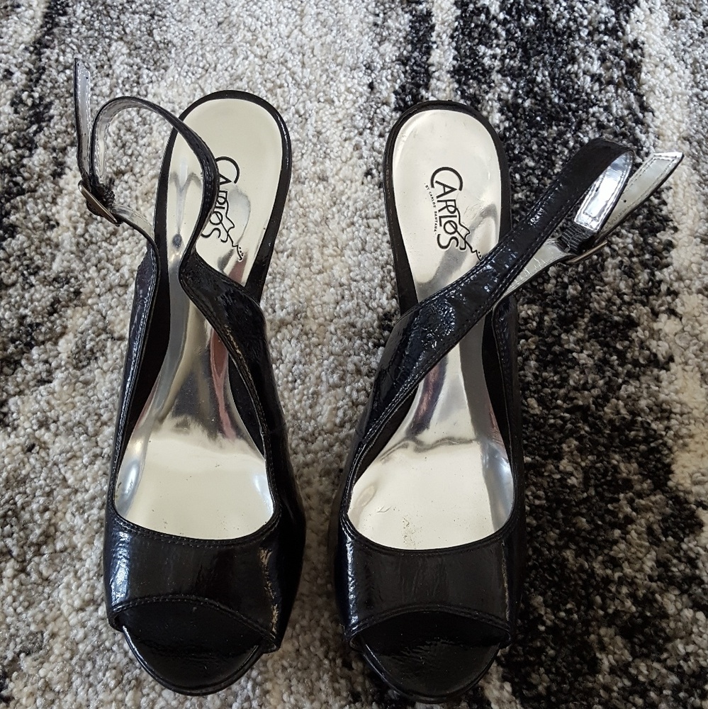 Carlos Santana black slingback 4.5in heels size 7